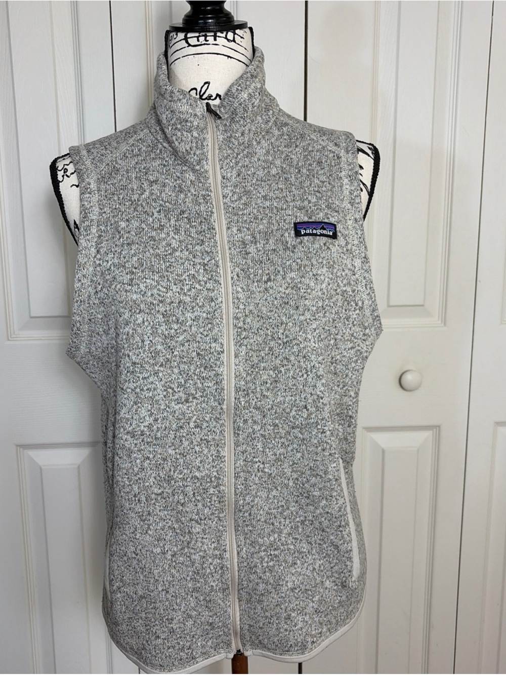 Patagonia Better Sweater Vest Womens LG Gray Fleece Full Zip Pockets Outdoor